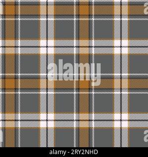 Plaid (tartan) seamless pattern. Yellow, black, gray and white color. Scottish, lumberjack and hipster fashion style. Stock Vector