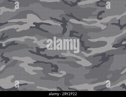 Urban camouflage seamless pattern.  Tiny square texture. Black and gray shades. Stock Vector