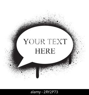 Comic speech bubble. Spray graffiti stencil template. Stock Vector