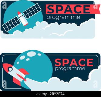 Space program and exploration, spaceship vector Stock Vector