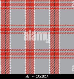 Plaid (tartan) seamless pattern. Red, black, gray and white color. Scottish, lumberjack and hipster fashion style. Stock Vector