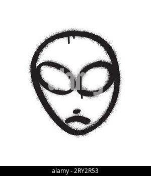 Isolated extraterrestrial head of alien. Spray graffiti emoji outline icon. Stock Vector