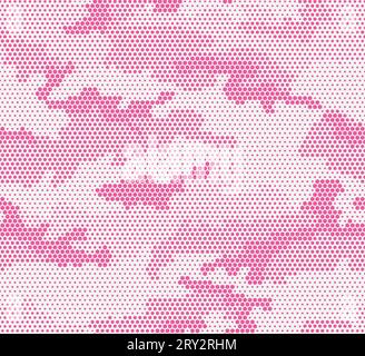 Woman's camouflage seamless pattern. Hexagon (honeycomb) texture. Pink and white color. Stock Vector