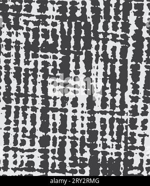 Bold plaid seamless pattern with distorted white brush stokes. Black background. Stock Vector