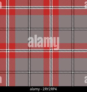 Plaid (tartan) seamless pattern. Red, black, gray and white color. Scottish, lumberjack and hipster fashion style. Stock Vector