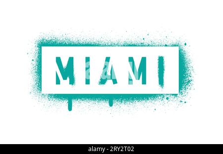 MIAMI inscription. Spray graffiti stencil isolated on White background. Stock Vector