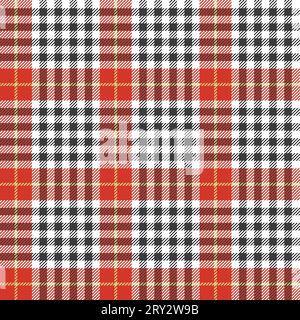 Plaid (tartan) seamless pattern. Red, black, yellow and white color. Scottish, lumberjack and hipster fashion style. Stock Vector
