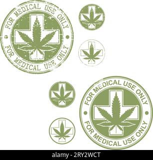 Set of medical marijuana stamps Stock Vector