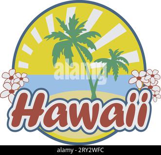 Hawaii emblem artwork for t-shirt, poster Stock Vector
