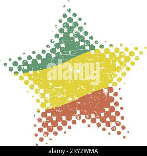 Reggae star with grunge and halftone effects Stock Vector