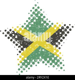 Jamaican star with grunge and halftone effects Stock Vector