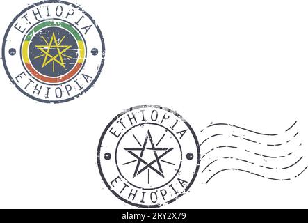 Set of postal grunge stamps 'Ethiopia' Stock Vector