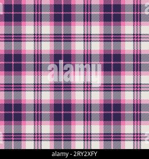 Plaid seamless pattern.Pink, blue and white color. Stock Vector