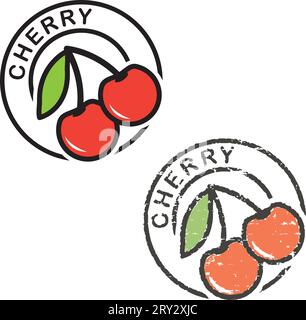 Two round stamps 'Cherry' Stock Vector