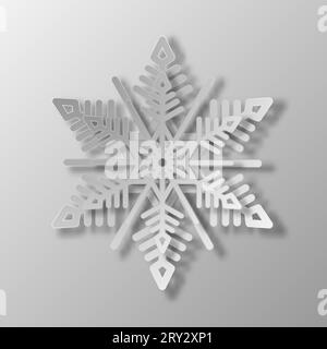 Gray double paper snowflake on a gray transparent background. Stock Vector