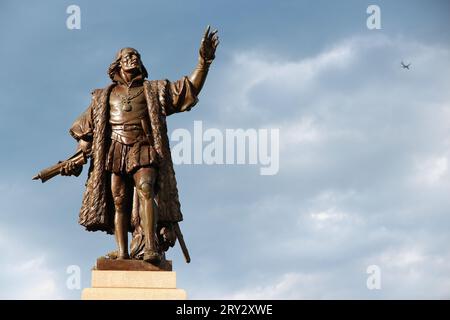 CHICAGO, USA - JUNE 27, 2013: Christopher Columbus monument in Grant Park installed in 1933. It was removed and put in storage in 2020. Stock Photo