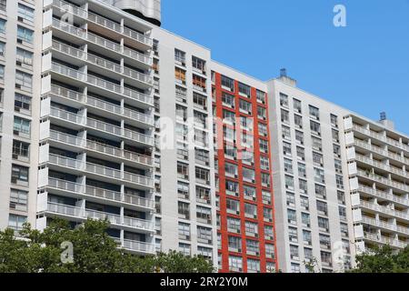 NEW YORK, USA - JULY 5, 2013: Washington Square Village (WSV) apartment complex in a superblock in the Greenwich Village neighborhood of Manhattan, Ne Stock Photo