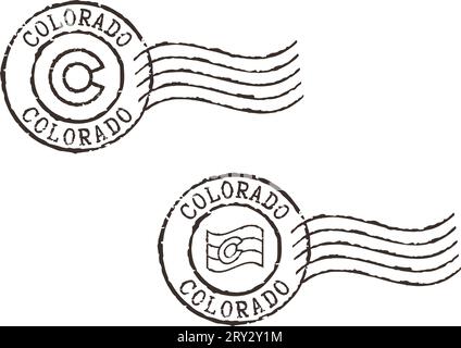 Black postal grunge stamps ''Colorado''. Stock Vector