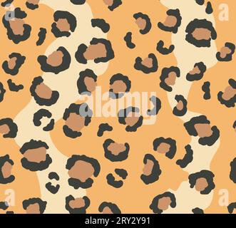 Leopard skin texture. Seamless pattern. Four colors. Stock Vector