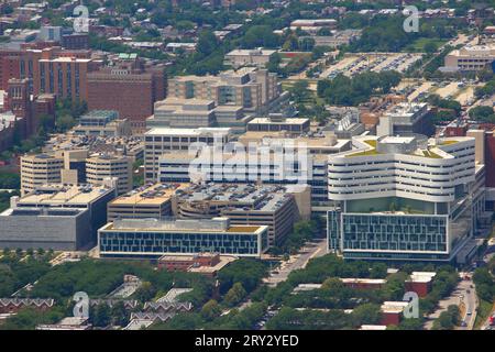 CHICAGO, USA - JUNE 27, 2013: Aerial view of Rush University Medical Center in Illinois Medical District of Chicago. Stock Photo