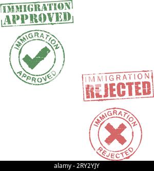 Immigration approved/rejected stamps Stock Vector