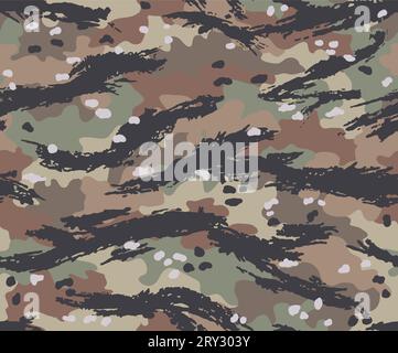 Camouflage multicolor seamless pattern with tiger stripes. Stock Vector