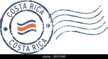 Postal grunge stamp 'Costa Rica'. White background. Stock Vector