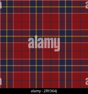 Plaid (tartan) seamless pattern. Red, blue and yellow color. Stock Vector