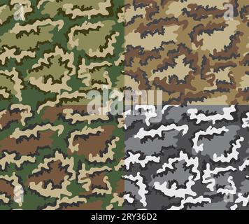 Set of camouflage seamless patterns. Stock Vector