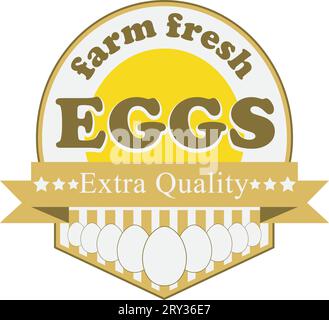 Farm fresh eggs.Vector label Stock Vector