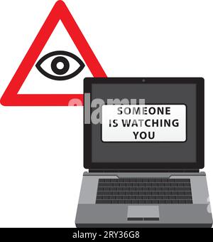 Internet control and all-seeing eye.Concept. Stock Vector