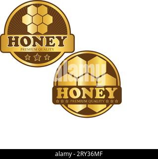 Golden brown honey labels Stock Vector