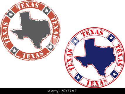 Set of two Texas stamps Stock Vector