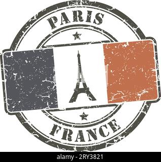 Paris-France grunge stamp; eiffel tower Stock Vector