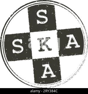 Black white Ska grunge stamp Stock Vector