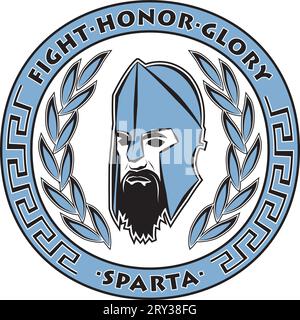Shield with a spartan head and laurel wreath Stock Vector
