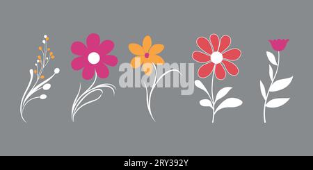 Simple vector art of flower icons Collection Stock Vector
