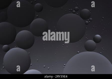 Abstract dark gray background with oil circles on water surface Stock Photo