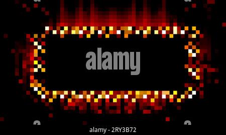 Neon rectangle lamp wall sign isolated on transparent background. Vector red power glowing bull banner, light line or neon frame for your design. Stock Vector