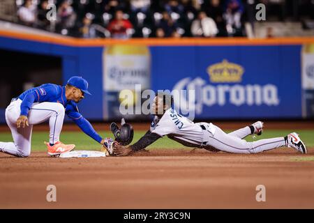 Miami Marlins center fielder Jazz Chisholm Jr. (2) is shown during a  baseball game against the Atlanta Braves Wednesday, April 26, 2023, in  Atlanta. (AP Photo/John Bazemore Stock Photo - Alamy