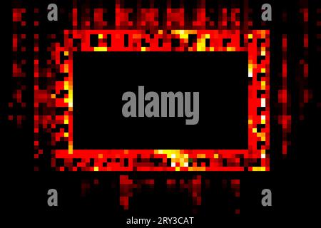 Neon rectangle lamp wall sign isolated on transparent background. Vector red power glowing bull banner, light line or neon frame for your design. Stock Vector
