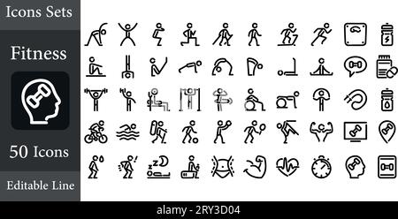 set of Fitness icons vectors Stock Vector