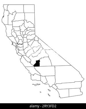 Map of kings County in California state on white background. single County map highlighted by black colour on California map. UNITED STATES, US Stock Photo