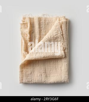 folded cotton napkin isolated on white background, top view Stock Photo