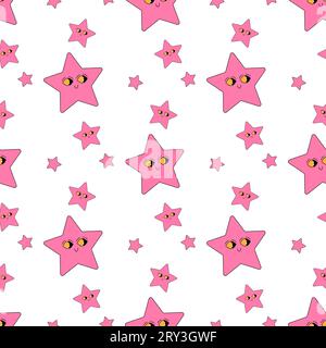 Geometric seamless psychedelic groovy pattern. different shapes. star Stock Vector