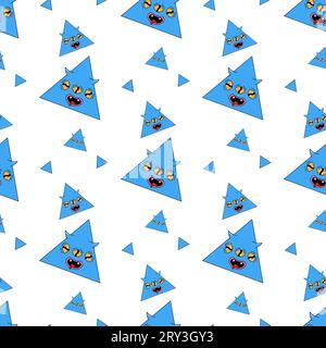 Geometric seamless psychedelic groovy pattern. different shapes. triangle Stock Vector