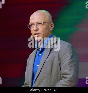 Torino, Italy. 28th Sep, 2023. Yoram Wijngaarde, founder of Dealroom.co, speaks on the stage of 2023 Italian Tech Week. Credit: Marco Destefanis/Alamy Live News Stock Photo