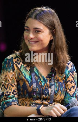 Torino, Italy. 28th Sep, 2023. Matilde Giglio, co-founder of Even, on the stage of 2023 Italian Tech Week. Credit: Marco Destefanis/Alamy Live News Stock Photo