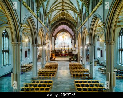 Blackburn Cathedral Nave - Anglican Cathedral situated in the heart of Blackburn town centre in Lancashire, England Stock Photo