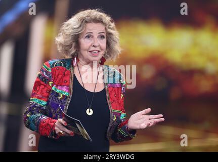 Cologne, Germany. 28th Sep, 2023. Actress Michaela May will host a category at the 2023 German Television Awards in the Coloneum. The German Television Award will be presented in Cologne for the 2022/23 programming season. Credit: Rolf Vennenbernd/dpa/Alamy Live News Stock Photo